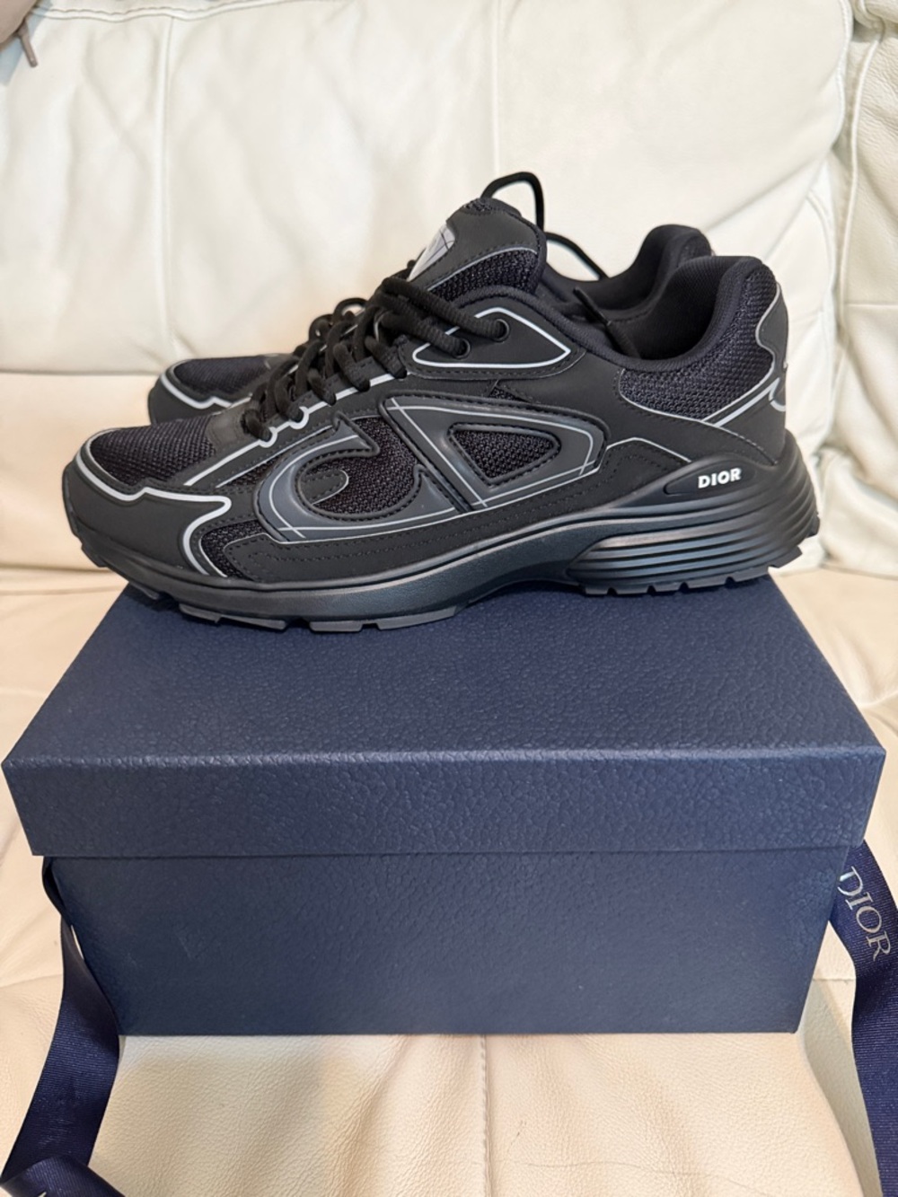 Dior B30 Men's Black Sneakers with Reflective Trim